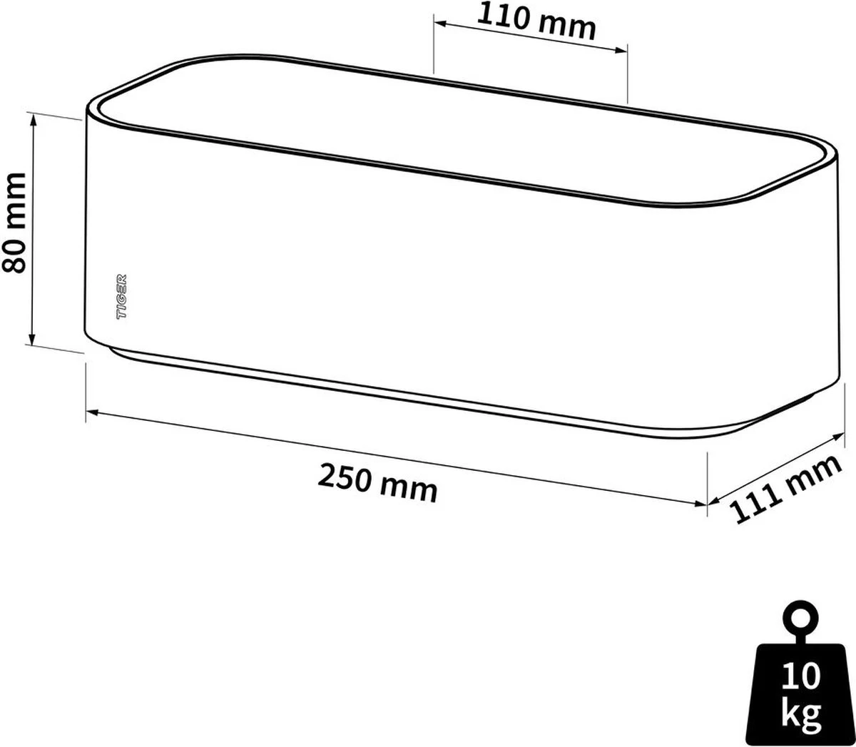 Tiger 2-Store - Wandrekje / Douchemandje - 25 Cm - Zwart 2 Tiger 2-Store - Wandrekje / Douchemandje - 25 Cm - Zwart - Afbeelding 2