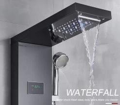 Sanisupreme® Douchepaneel Met Massage - Regendouche - Massage Jets - Waterval Douche - Met Thermostaatkraan En Handdouche - Zwart - Opbouw - Douchekop - Flanner® -Grohe Winkel 1200x1050 2