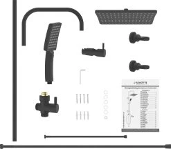 SCHÜTTE Mallorca Douchesysteem - Regendouche - 95 Cm Stang - Wandhouder In Hoogte Verstelbaar - Mat Zwart -Grohe Winkel 1200x1050