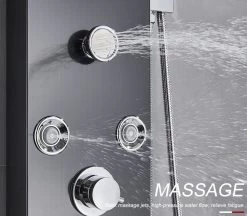 Sanisupreme® Douchepaneel Met Massage - Regendouche - Massage Jets - Waterval Douche - Met Thermostaatkraan En Handdouche - Zwart - Opbouw - Douchekop - Flanner® -Grohe Winkel 1200x1050 3