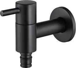 Merkloos Kraan - Rvs Mat Zwarte Buiten Kraan - Met Opzet Stukken - Kraan - Mat Zwart - Buiten Kraan - Zwarte Tapkraan - Wandmontage - Wasmachine Tapkraan - Bad - Wc - Voor Tuin Badkamer Keuken -