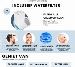 EcoRain™ Charly Waterbesparende Douchekop Zwart - 50% Waterbesparend - Regendouche 13 Cm - 3 Sproeistanden - Hoge Druk - Handdouche -Grohe Winkel 1200x1071
