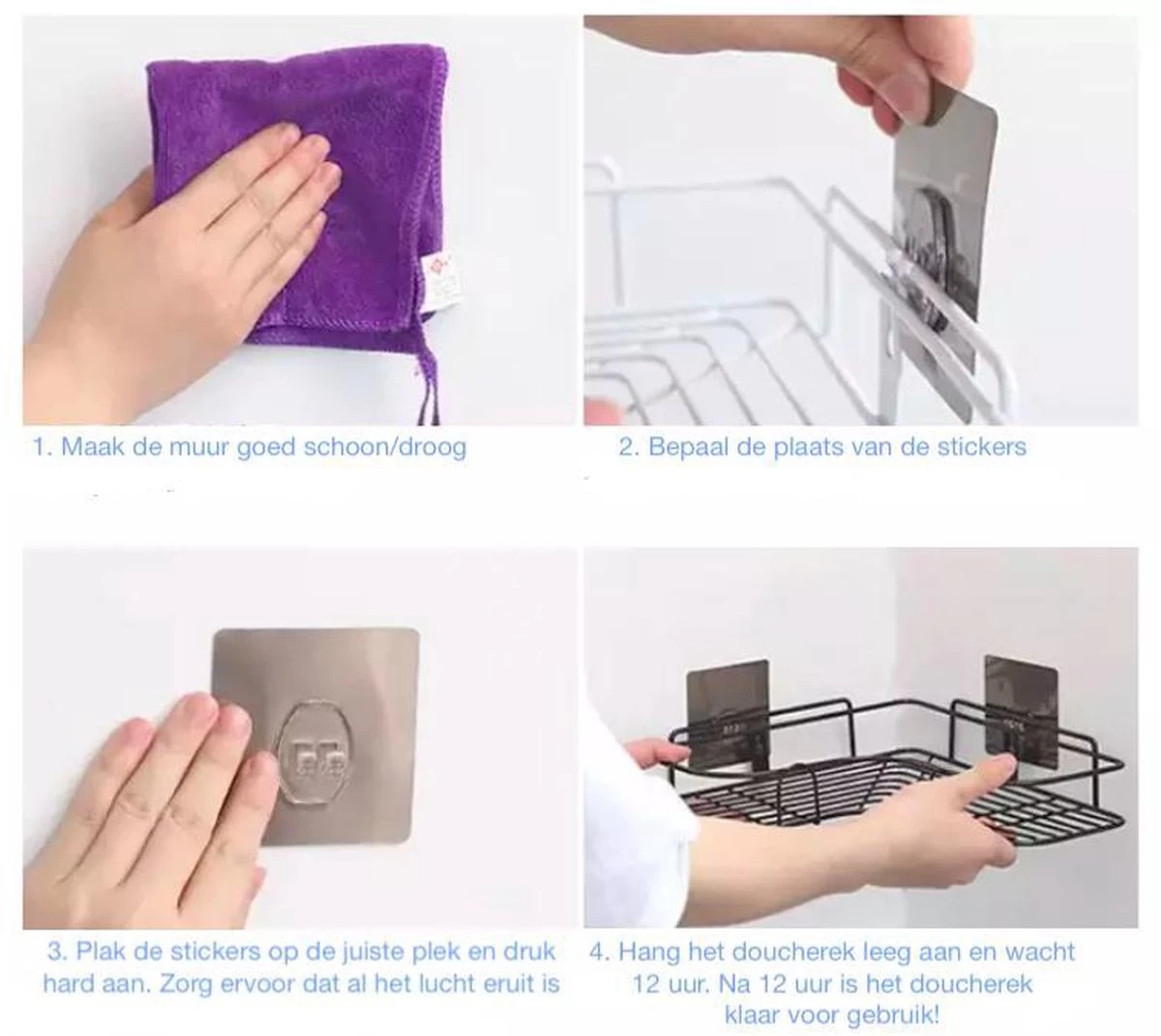 HomeBasics Zelfklevend Doucherek | Zwart | Zonder Boren | Doucherek Met Zuignap | Zuignappen | Doucherek Hoek | Badrek | Douchemandje | Keukenrek | Specerijenrek | Kruidenrek 2 HomeBasics Zelfklevend Doucherek | Zwart | Zonder Boren | Doucherek Met Zuignap | Zuignappen | Doucherek Hoek | Badrek | Douchemandje | Keukenrek | Specerijenrek | Kruidenrek - Image 2