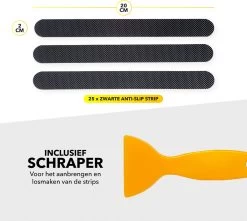 RX Goods 25 Stuks Zelfklevende Anti Slip Strips Stickers – 2 Cm X 20 Cm - Met Schraper – Zwarte Antislip Tape -Grohe Winkel 1200x1073 3