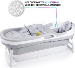 HelloBath Opvouwbaar Zitbad - Bath Bucket - 148cm - 220L - Extra Lang - Incl. Badkussen & Opberghoes