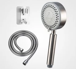 IBright Douchekop Met Slang En Wandhouder - RVS Zilver - 5 Functies – Handdouche – Hoofddouche Inclusief Wandhouder Zonder Boren