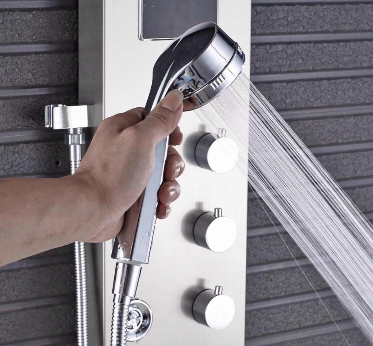 Douchepaneel Met Massage - Regendouche - Massage Jets - Waterval Douche - Met Thermostaatkraan En Handdouche - Zilver - Opbouw - Douchekop - Flanner® 7 Douchepaneel Met Massage - Regendouche - Massage Jets - Waterval Douche - Met Thermostaatkraan En Handdouche - Zilver - Opbouw - Douchekop - Flanner® - Image 7