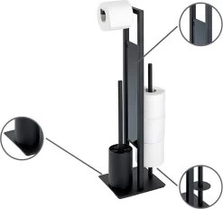 WENKO Toiletbutler Rivalta Zwart - Toiletborstel Met Houder, Toiletrolhouder En Reserverolhouder -Grohe Winkel 1200x1120 3