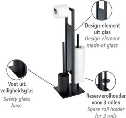 WENKO Toiletbutler Rivalta Zwart - Toiletborstel Met Houder, Toiletrolhouder En Reserverolhouder -Grohe Winkel 1200x1124 5