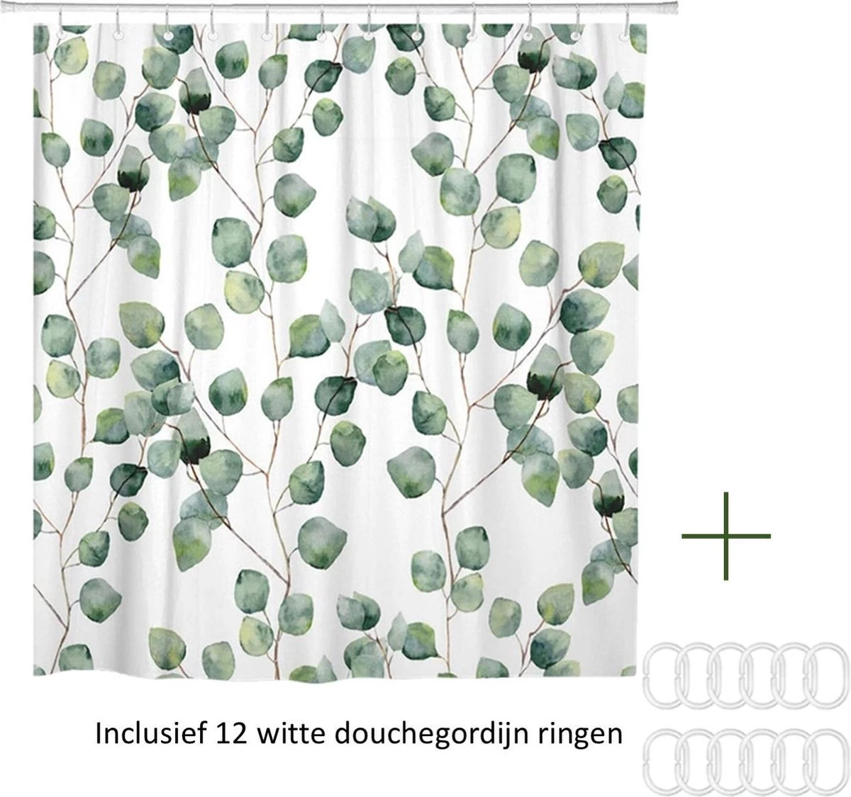 Douchegordijn - Badkamer Accessoires - Eucalyptus - 180x200 Cm 5 Douchegordijn - Badkamer Accessoires - Eucalyptus - 180x200 Cm - Image 5