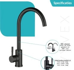 Keuken Kraan - Kraan Wastafelkraan - Kraan Zwart - Badkamerkraan - Inclusief Aansluitmateriaal 12 Keuken Kraan - Kraan Wastafelkraan - Kraan Zwart - Badkamerkraan - Inclusief Aansluitmateriaal -Grohe Winkel 1200x1130 5