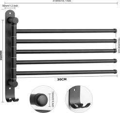 BOTC Handdoekrek - 5-armig Handdoekhouder - Handdoekstang - 180 Graden Verstelbaar - Badkamer - Zwart 10 BOTC Handdoekrek - 5-armig Handdoekhouder - Handdoekstang - 180 Graden Verstelbaar - Badkamer - Zwart -Grohe Winkel 1200x1131 7