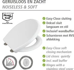 WENKO WC Bril Gubbio - Antibacterieel Wit Duroplast - Easy-Close Sluiting - Fix-Clip Bevestiging In RVS - Belastbaar Tot 350 Kg - Toiletbril - Toiletzitting -Grohe Winkel 1200x1144 6