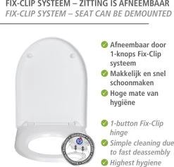 WENKO WC Bril Sindia - Wit Duroplast - Easy-Close Sluiting - Fix-Clip Bevestiging In RVS - Belastbaar Tot 300 Kg - Toiletbril - Toiletzitting -Grohe Winkel 1200x1152 6