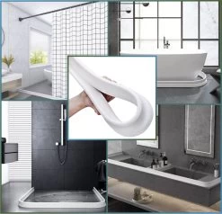 Merkloos Hoge Zelfklevende Waterkering Badkamer 100 Cm - Douchedorpel - Wateroverlast - Douchebak - Waterstopper - Sanitair Dorpel - Water - Douche - Badkamer - Schimmel Badkamer - Douche Kabine - Siliconen