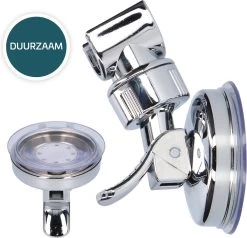 Moodcare® Verplaatsbare Douchekophouder Zelfklevend - Chroom – Douchekop Houder Zonder Boren – Wandhouder Douchekop Zuignap