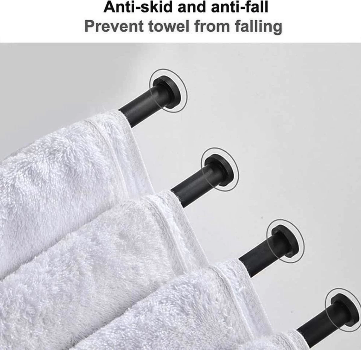 BOTC Handdoekrek - 5-armig Handdoekhouder - Handdoekstang - 180 Graden Verstelbaar - Badkamer - Zwart 2 BOTC Handdoekrek - 5-armig Handdoekhouder - Handdoekstang - 180 Graden Verstelbaar - Badkamer - Zwart - Image 2