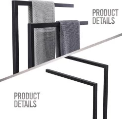 LOMAZOO Handdoekrek Badkamer Zwart - Handdoekenrek Badkamer - Handdoekhouder Staand Roma -Grohe Winkel 1200x1165 7