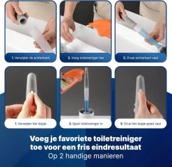 Mdxl® Siliconen WC Borstel Met Zeepdispenser - Hervulbaar - Vrijstaand Of Hangend - Sneldrogend, Hygiënisch & Antibacteriële Werking - Zonder Boren - Toilet Brush - Toiletborstel Houder - Lekbak -Grohe Winkel 1200x1167 16