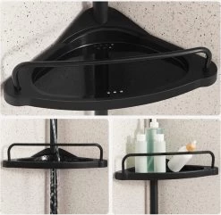 Verstelbaar Doucherek - 85-305 Cm - Van Vloer Tot Plafond - Met 4 Vakken - 3 Haken - Zwart -Grohe Winkel 1200x1171 8