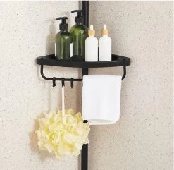 Verstelbaar Doucherek - 85-305 Cm - Van Vloer Tot Plafond - Met 4 Vakken - 3 Haken - Zwart -Grohe Winkel 1200x1172 8