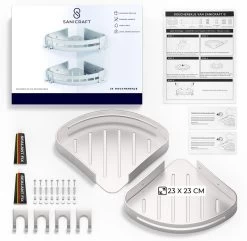 Sanicraft® Doucherekje - Doucherekje Zonder Boren - Geschikt Voor Elk Type Muur - Doucherekje Hangend - Doucheplank - Doucherekje Hoek - Doucherekje Zilver -Grohe Winkel 1200x1173 6
