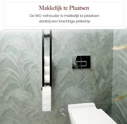 Homestic© - WC Rolhouder Zwart - Balto Industrieel Toiletrolhouder Zonder Boren - Robuuste Toiletrolhouder Met Opslag Voor WC Papier - 70x12x10 CM - Roestvrij Staal - Wit -Grohe Winkel 1200x1175 7