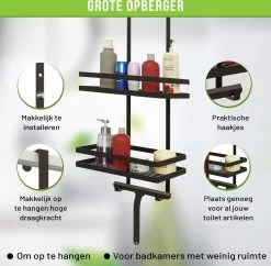 Doucherek Zonder Boren Inclusief Douchewisser - Aan Douchewand - Zwart - Ophangbaar - Zuignap - 2 Laags - Wiper - Shower Rack - Valentijnsdag Cadeau -Grohe Winkel 1200x1175 8