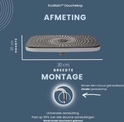 EcoRain – Regendouchekop XL 30 CM – Waterbesparende Douchekop – Hoge Druk – Rechthoekig – Groot – Regendouche - Chrome -Grohe Winkel 1200x1181 1