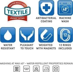 Tatkraft Seagulls - Luxe Waterdicht Douchegordijn - Met GRATIS 12 Ringen - Anti-Schimmel Badkamer Douche Gordijn - Sneldrogend & Anti Schimmel - Wasbaar & Duurzaam Shower Curtain - 100% Polyester - Meeuwen Design - 180X180 CM -Grohe Winkel 1200x1186