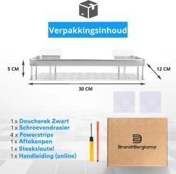 BrandtBergkamp RVS Doucherek 3 Laags – Zonder Boren – Doucherek Hangend – Badkamerrek Zilver -Grohe Winkel 1200x1186 5