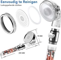 W4Y Ionische Douchekop - Waterbesparende Douchekop - Waterfilter - Handdouche Met Hoge Druk - Douchekop Met Slang -Grohe Winkel 1200x1187 1