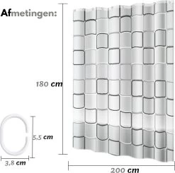 VAIVE Douchegordijn 180x200 - Anti Schimmel - Douchegordijnen -Grohe Winkel 1200x1189