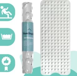 The Original - Badmat Antislip - Wit - 100x40cm - Antislipmat Douchemat Voor Bad & Douche - Anti Slip Mat Met Zuignappen