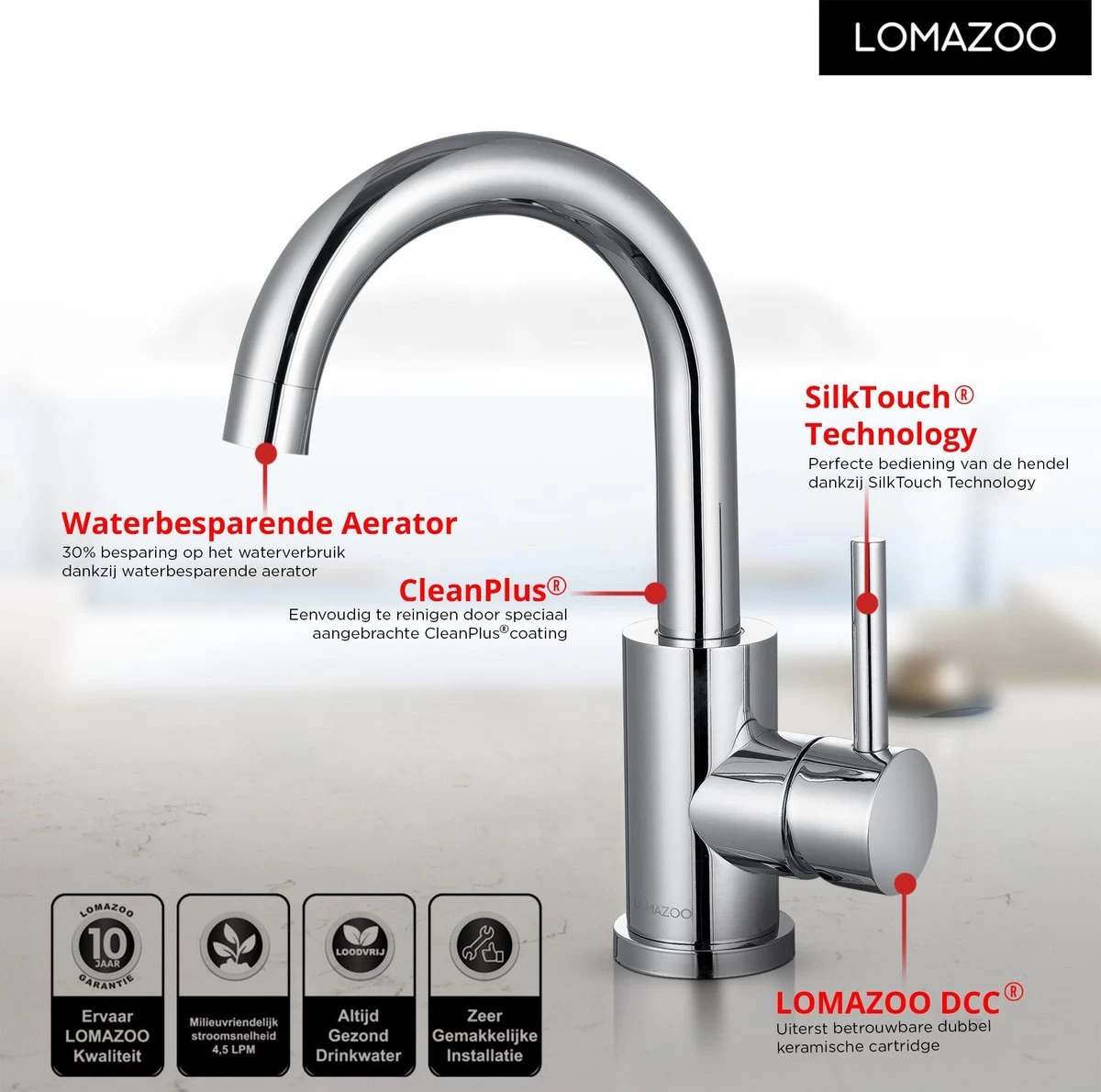 LOMAZOO Wastafelkraan Cupid - Chroom 3 LOMAZOO Wastafelkraan Cupid - Chroom - Image 3