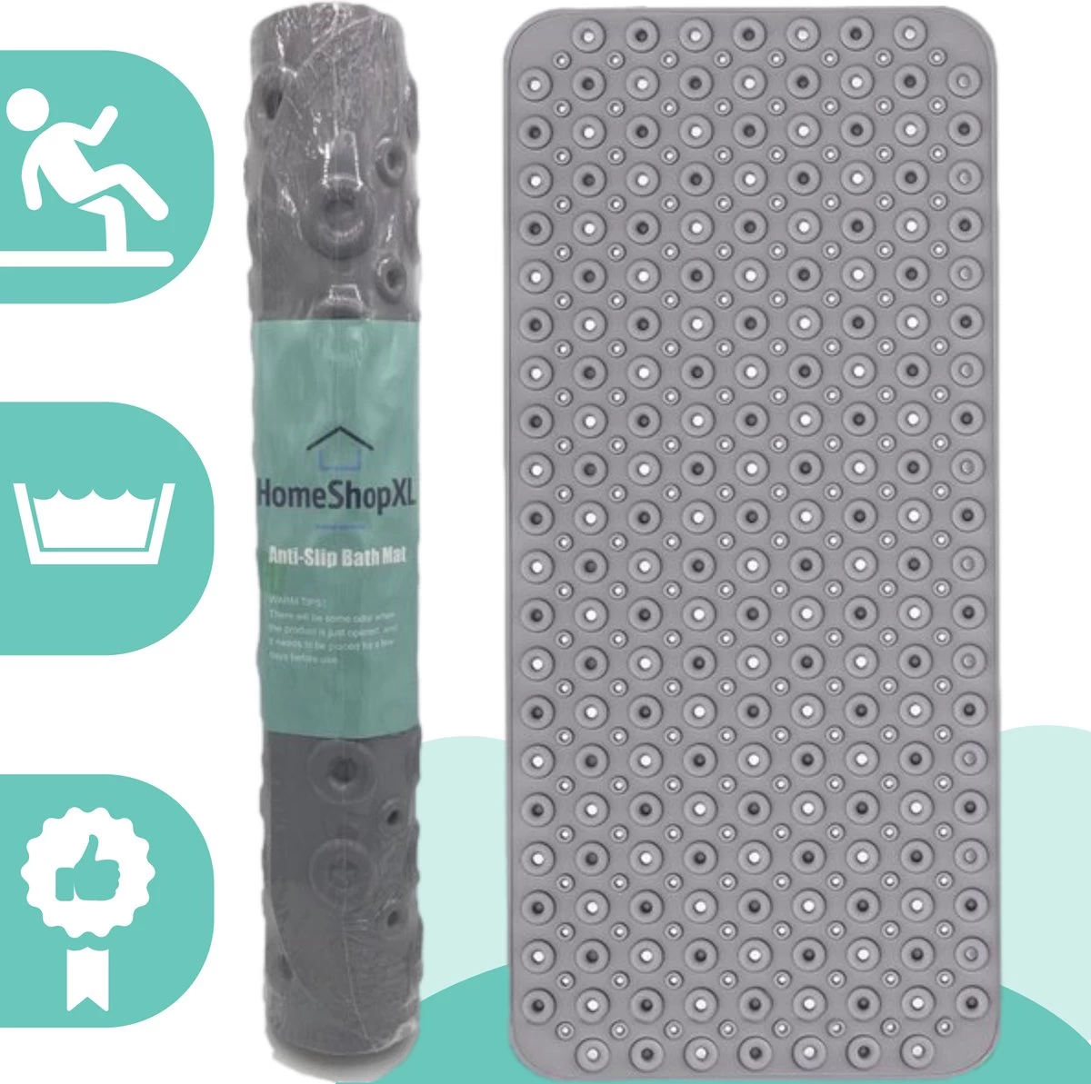 The Original - Douchemat Antislip - Grijs - 88x40cm - Antislipmat Badmat Voor Bad & Douche - Anti Slip Mat Met Zuignappen 1 The Original - Douchemat Antislip - Grijs - 88x40cm - Antislipmat Badmat Voor Bad & Douche - Anti Slip Mat Met Zuignappen