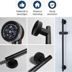 Moodcare® Glijstang - Douche Glijstang - 70 Cm - Mat Zwart - Zonder Boren -Grohe Winkel 1200x1199 2