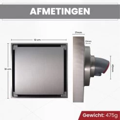 Lenga Doucheput Antraciet Vierkant - 10x10 Cm - Moderne Douche Put - Stankafsluiter - Afvoerput - Douchegoot - Doucherooster - Douchedrain -Grohe Winkel 1200x1199 6