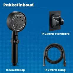 Imperatoris | DoucheSet - Douchekop Met Slang, Houder & Badmuts/Douchemuts - Waterbesparend – Hoge Druk – Regendouche - Zwart Mat -Grohe Winkel 1200x1200 101