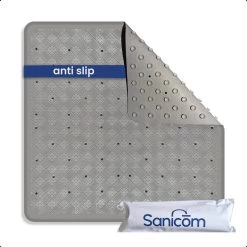 Merkloos Douchemat - Antislip Mat - Antislipmat Douche - Badmat - ​​Schimmelbestendig - Met Zuignappen - Wasbaar - Grijs