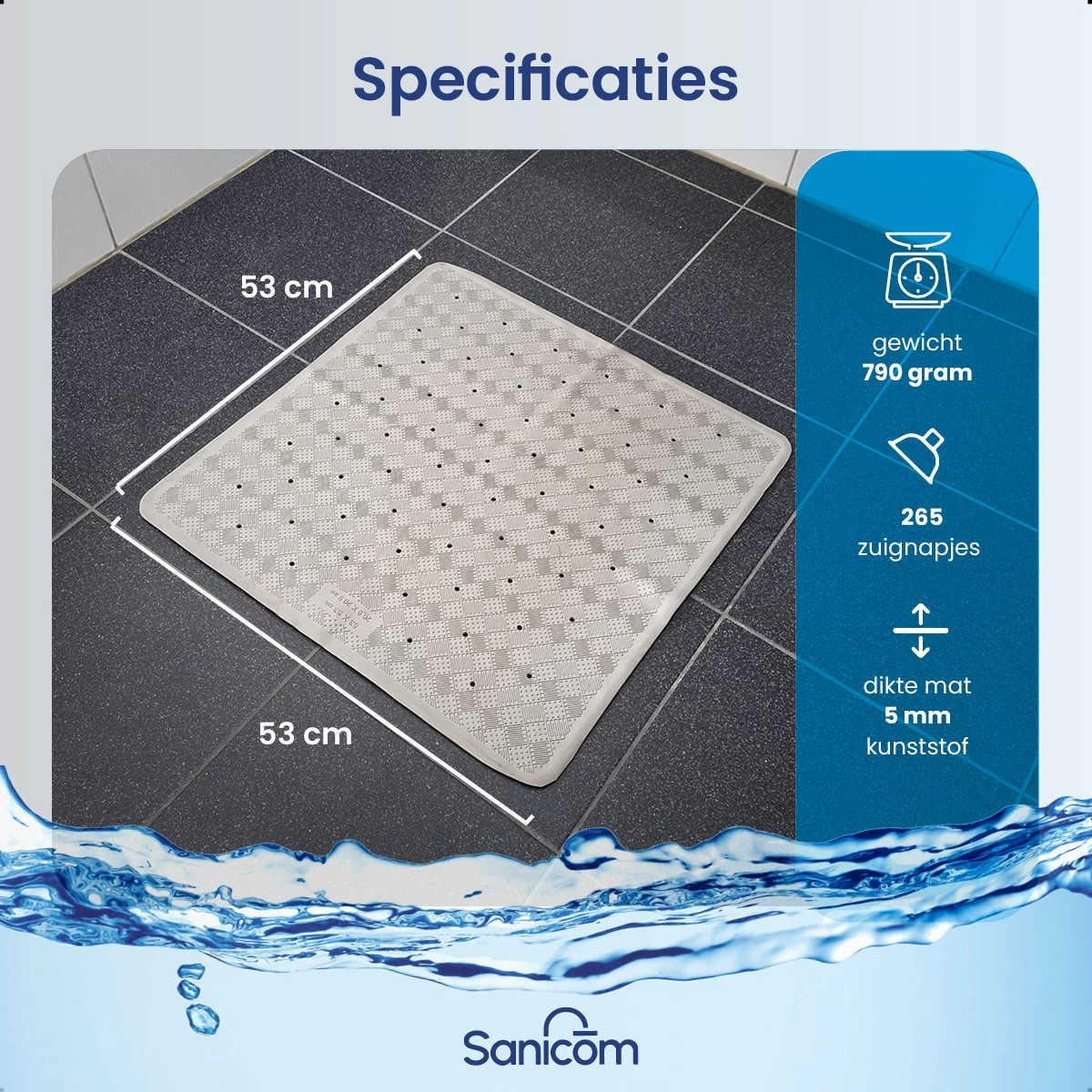 Merkloos Douchemat - Antislip Mat - Antislipmat Douche - Badmat - Schimmelbestendig - Met Zuignappen - Wasbaar - Grijs 2 Merkloos Douchemat - Antislip Mat - Antislipmat Douche - Badmat - Schimmelbestendig - Met Zuignappen - Wasbaar - Grijs - Image 2