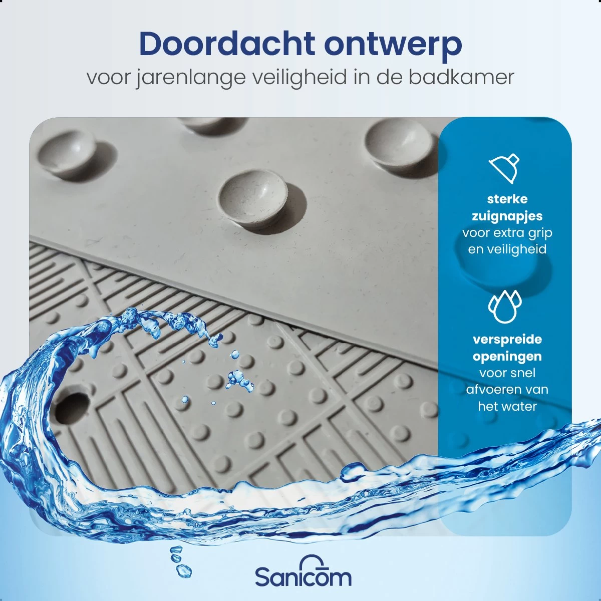 Merkloos Douchemat - Antislip Mat - Antislipmat Douche - Badmat - Schimmelbestendig - Met Zuignappen - Wasbaar - Grijs 5 Merkloos Douchemat - Antislip Mat - Antislipmat Douche - Badmat - Schimmelbestendig - Met Zuignappen - Wasbaar - Grijs - Image 5