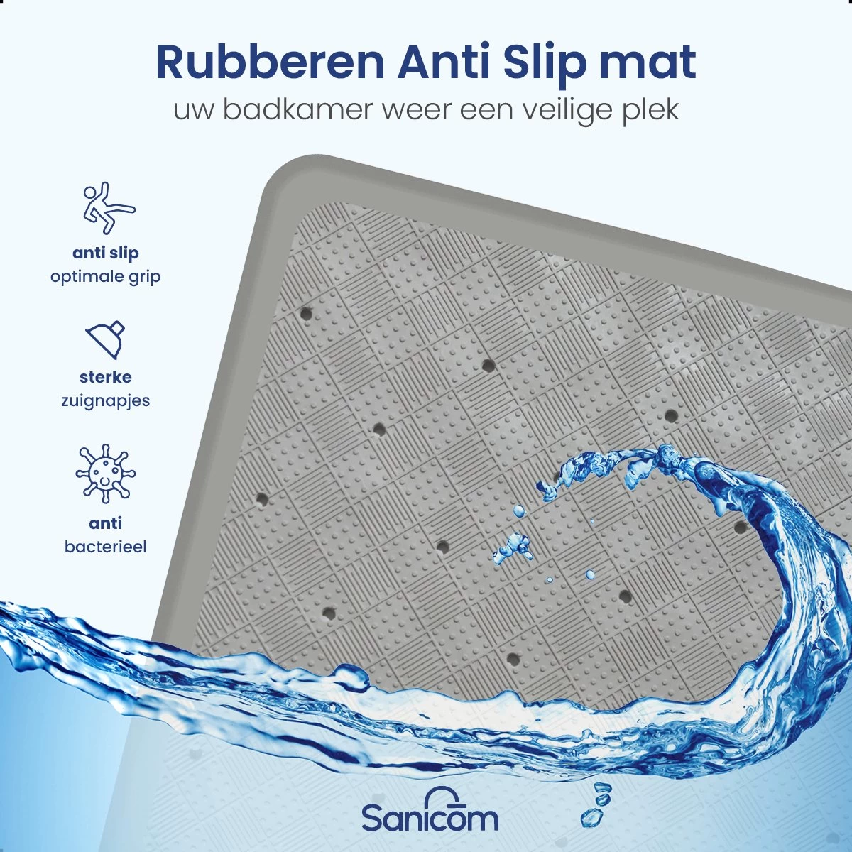 Merkloos Douchemat - Antislip Mat - Antislipmat Douche - Badmat - Schimmelbestendig - Met Zuignappen - Wasbaar - Grijs 6 Merkloos Douchemat - Antislip Mat - Antislipmat Douche - Badmat - Schimmelbestendig - Met Zuignappen - Wasbaar - Grijs - Image 6