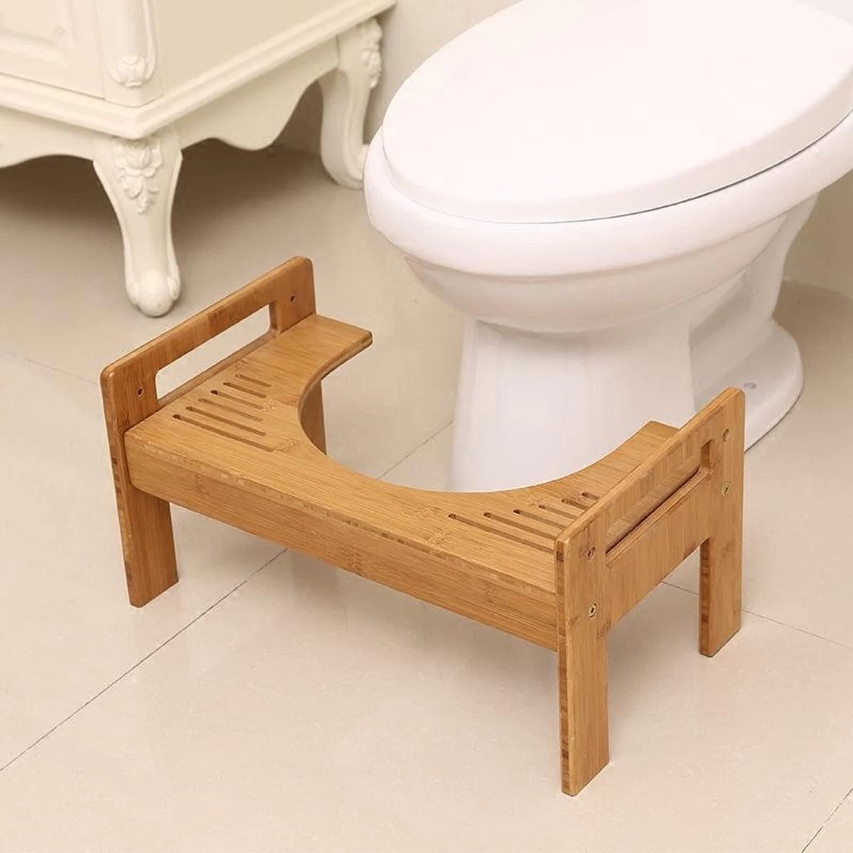Merkloos Decopatent® Bamboe Toiletkrukje - WC Krukje - Juiste Zithouding Op Het Toilet - Betere Stoelgang Door Natuurlijke Hurkhouding 1 Merkloos Decopatent® Bamboe Toiletkrukje - WC Krukje - Juiste Zithouding Op Het Toilet - Betere Stoelgang Door Natuurlijke Hurkhouding