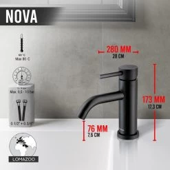 LOMAZOO Wastafelkraan Zwart Nova - Zwarte Wastafelkraan - Badkamerkraan Zwart - Zwarte Badkamerkraan -Grohe Winkel 1200x1200 1375