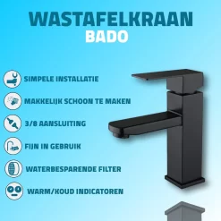 BADO Wastafelkraan - Mat Zwart - Kraan - Mengkraan - Badkamerkraan -Grohe Winkel 1200x1200 1391