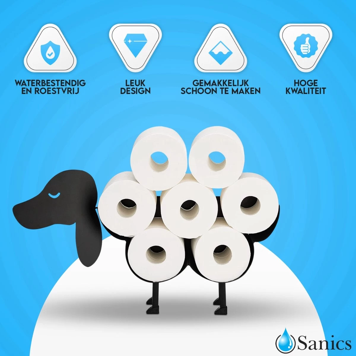 Sanics Reserverolhouder Vrijstaand - Hangend - Wandhouder - Hond - Zwart - Dier 3 Sanics Reserverolhouder Vrijstaand - Hangend - Wandhouder - Hond - Zwart - Dier - Image 3