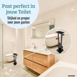 Mmoods Toiletbutler Zwart - WC Borstel Met Toiletrolhouder Vrijstaand - Toiletborstel Siliconen Industrieel Design Mmoods - Reserverolhouder Zonder Boren Staand Met Plankje RVS -Grohe Winkel 1200x1200 1472