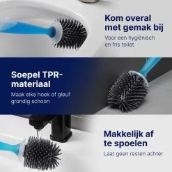 Mdxl® Siliconen WC Borstel Met Zeepdispenser - Hervulbaar - Vrijstaand Of Hangend - Sneldrogend, Hygiënisch & Antibacteriële Werking - Zonder Boren - Toilet Brush - Toiletborstel Houder - Lekbak -Grohe Winkel 1200x1200 1486