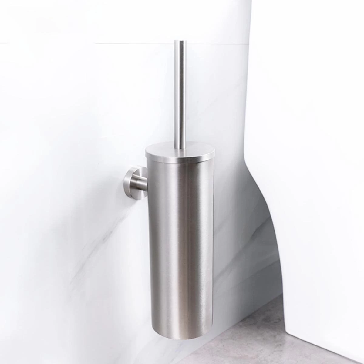 VDN Stainless Toiletborstel Met Houder - Toiletborstelhouder - Zilver - Wc Borstel Met Houder - RVS - Hangend 2 VDN Stainless Toiletborstel Met Houder - Toiletborstelhouder - Zilver - Wc Borstel Met Houder - RVS - Hangend - Image 2
